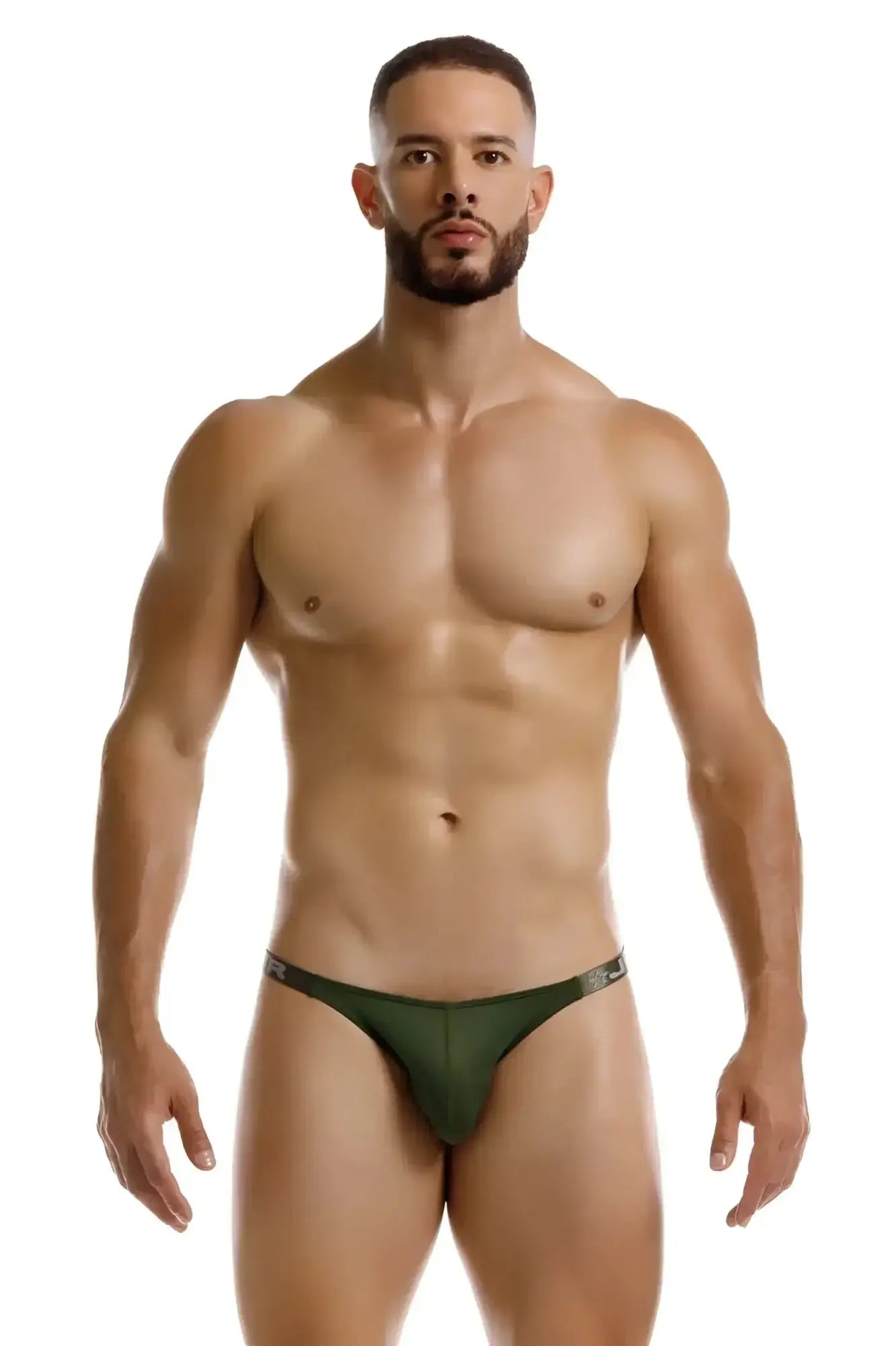 Dark green jor 2235 eros thong briefs with a sleek minimalist design and form fitting fabric