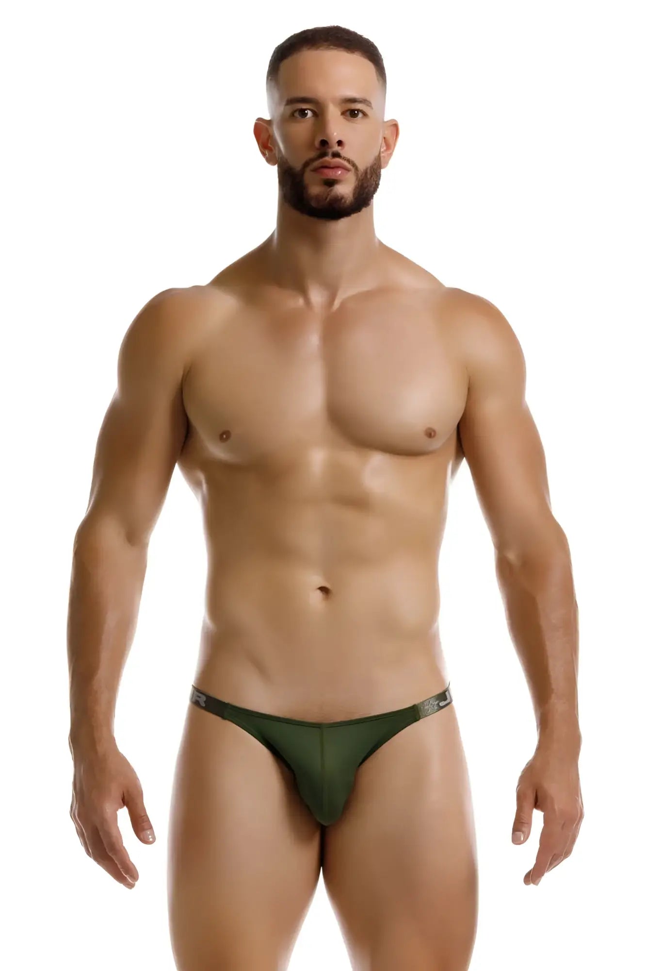 Dark green jor 2235 eros thong briefs with a sleek minimalist design and form fitting fabric