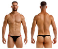 Black mesh thong with red trim and small logo on waistband jor 2238 frost thongs color black front view