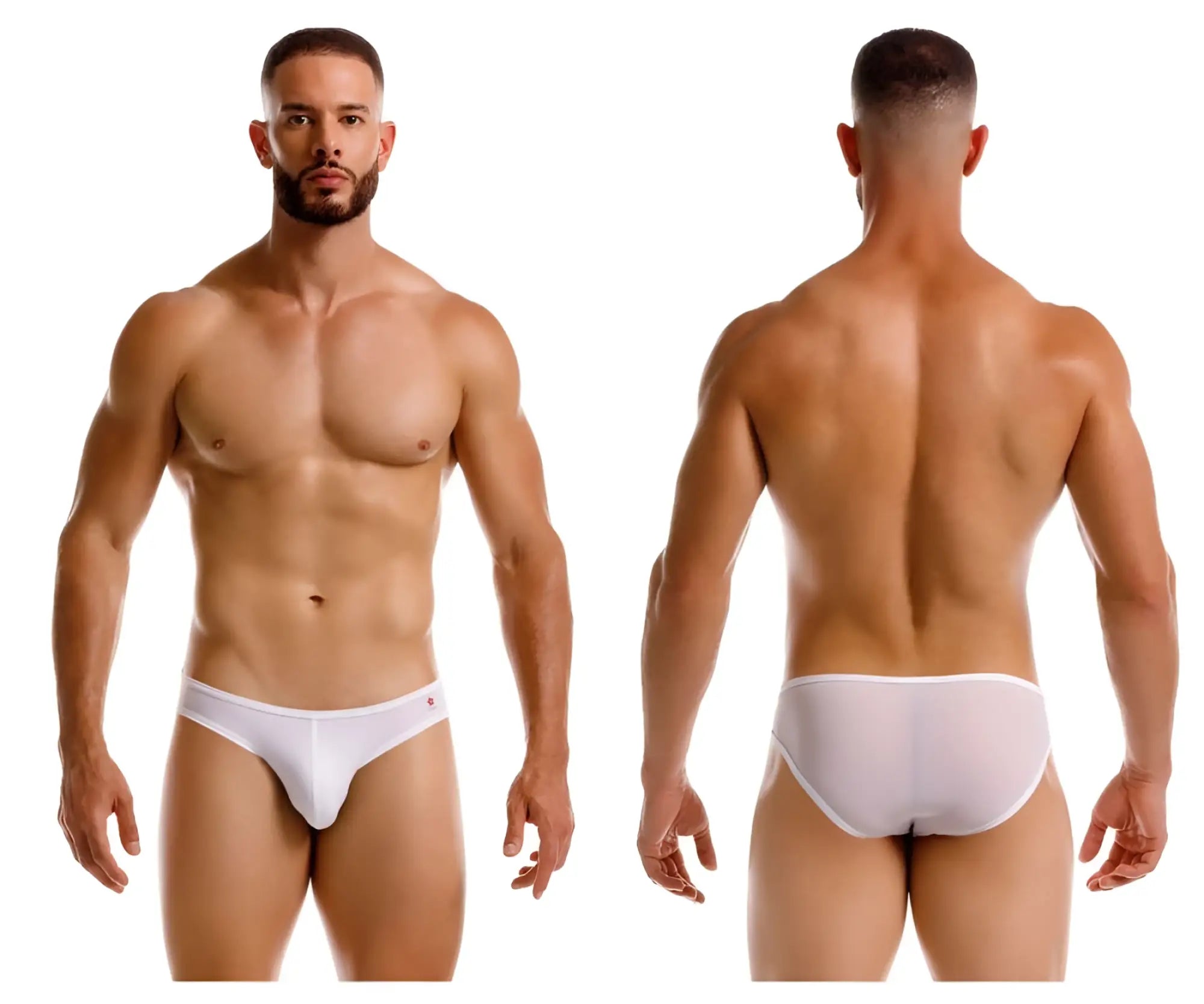 White jor 2241 origin briefs with a subtle red logo on the side made from soft breathable fabric