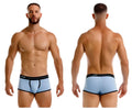 Light blue jor 2243 astra trunks boxer briefs with black trim and logo waistband for comfortable everyday wear
