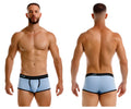 Light blue jor 2243 astra trunks boxer briefs with black trim and logo waistband for comfortable everyday wear