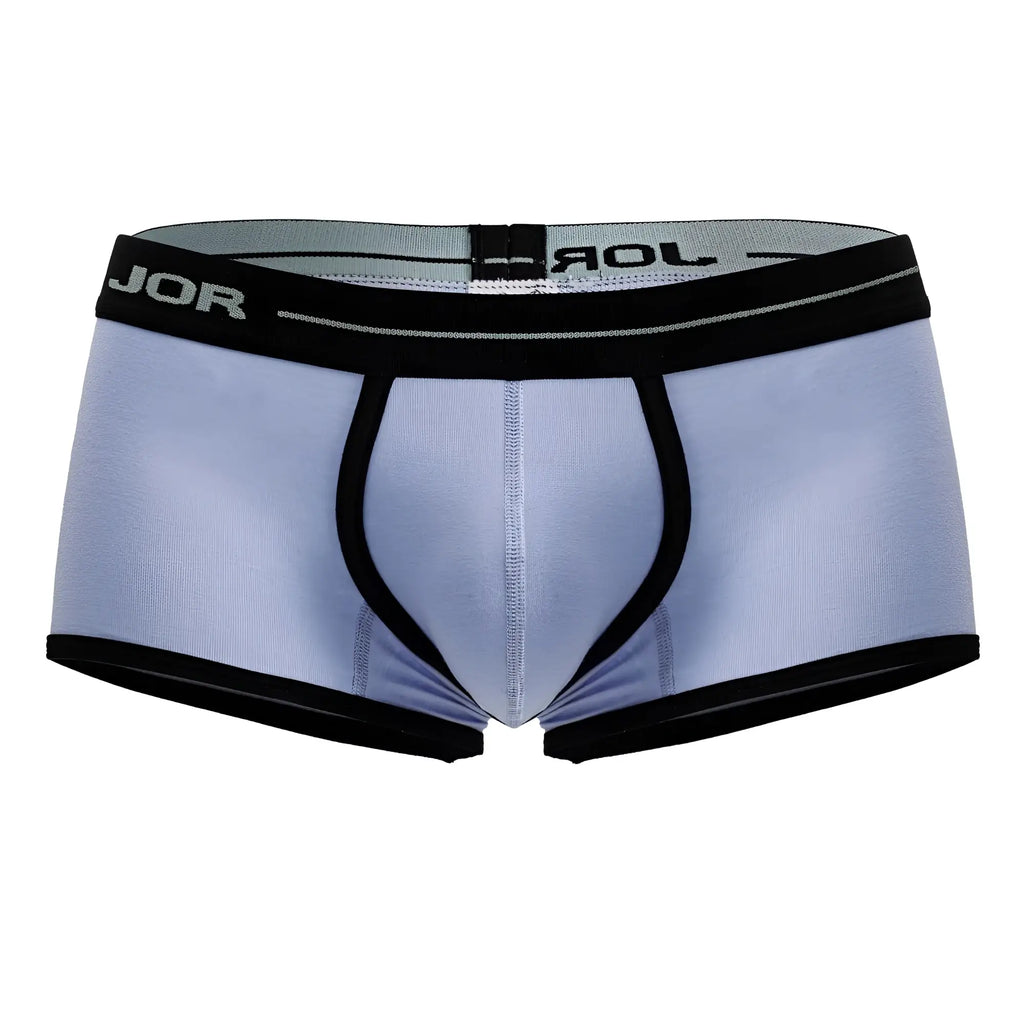 Light blue jor 2243 astra trunks men’s briefs with black trim and waistband detailing for comfortable wear