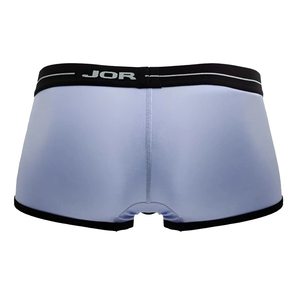 Light blue jor 2243 astra trunks men’s briefs with black elastic waistband and trim for comfortable fit