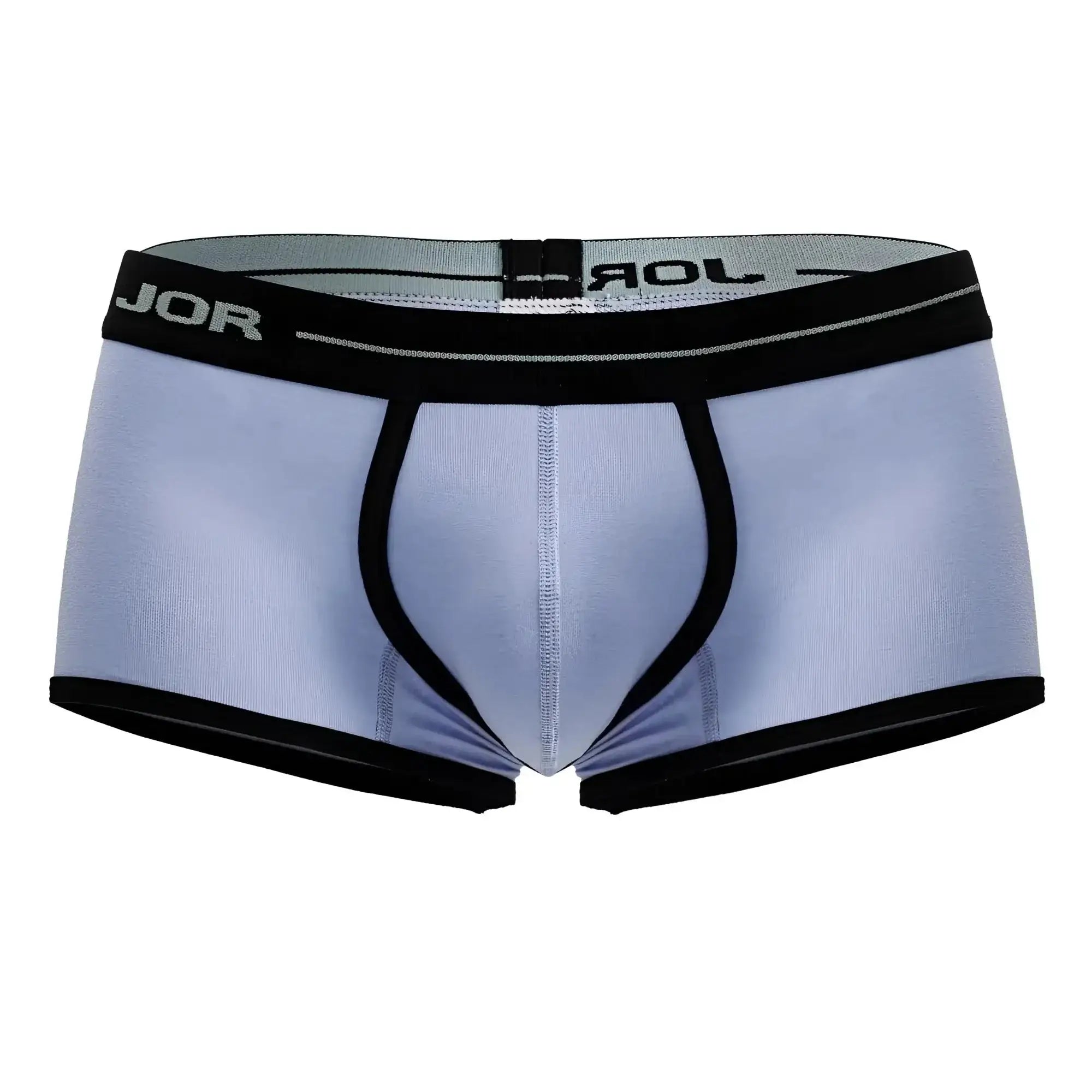 Light blue jor 2243 astra trunks men’s briefs with black trim and waistband detailing for comfortable wear
