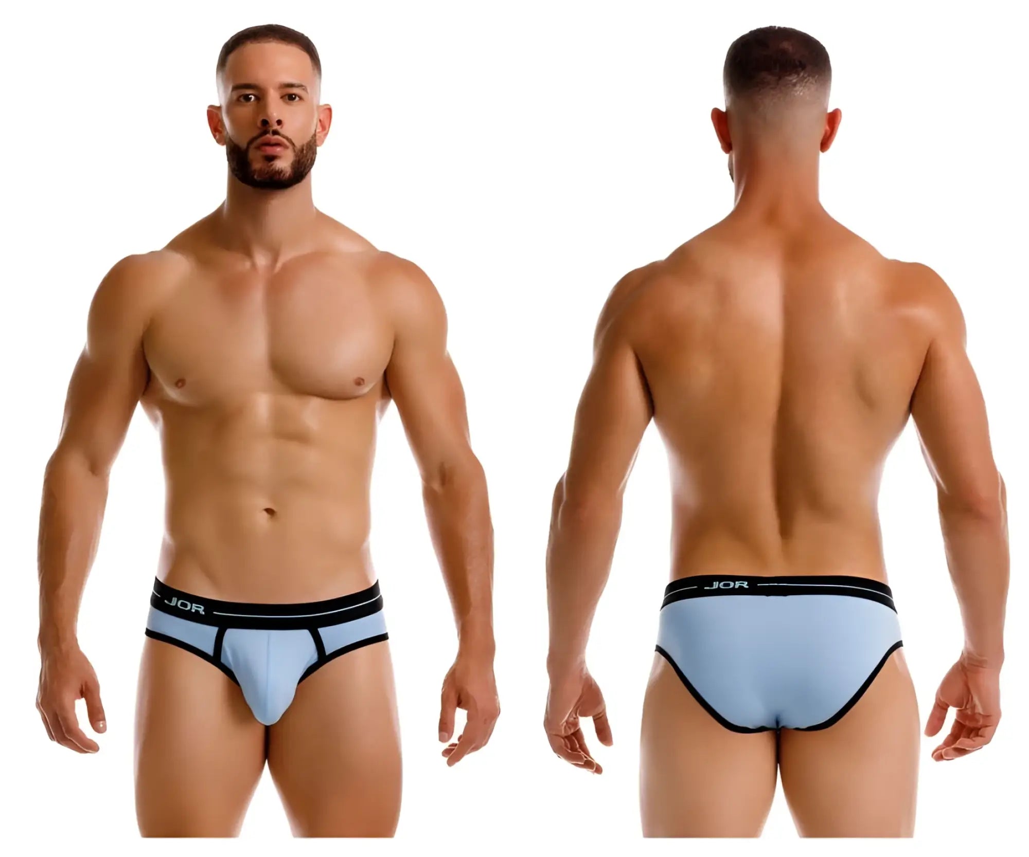 Light blue jor 2244 astra briefs with black trim made of soft fabric for comfortable everyday wear
