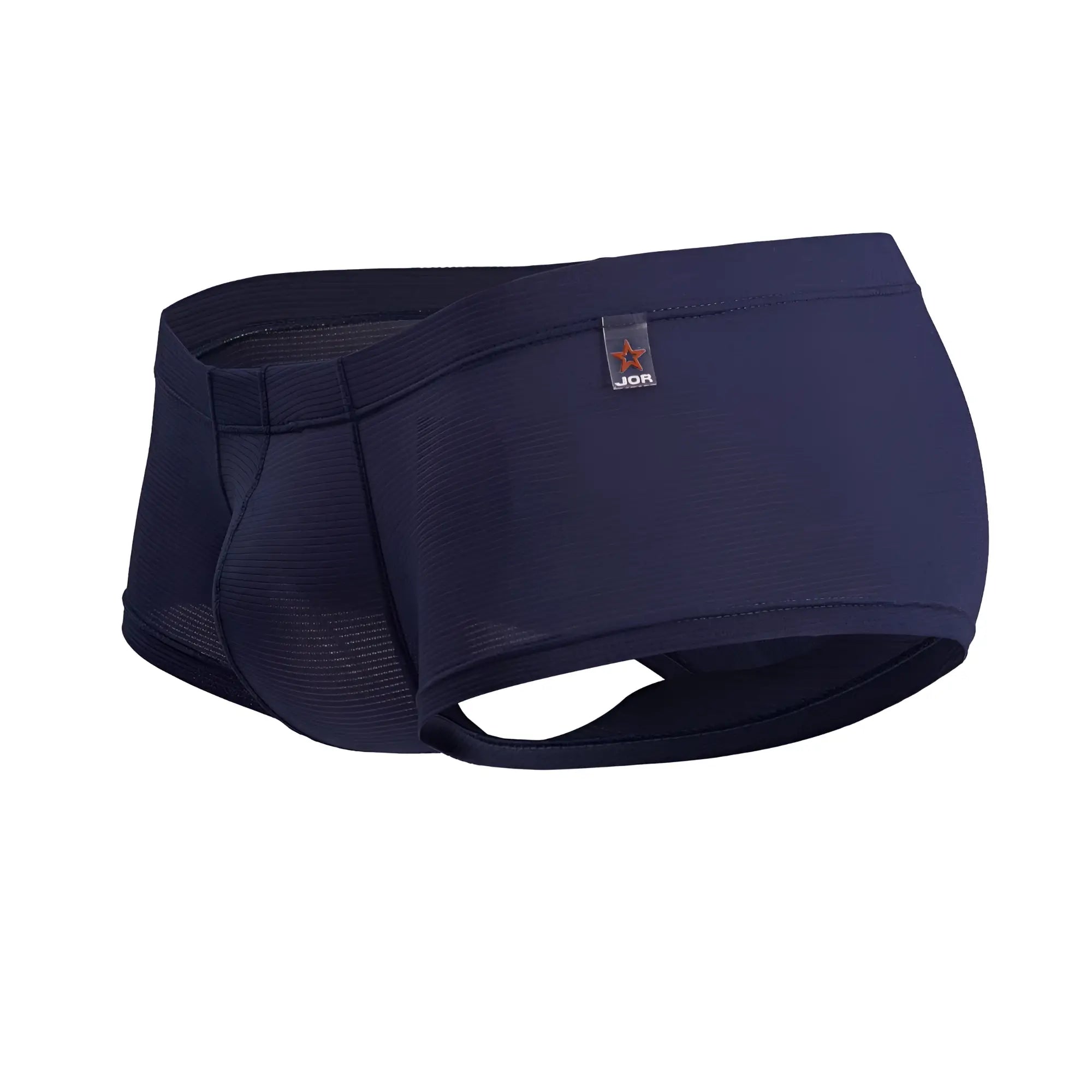 Navy blue jor 2246 cosmo trunks men’s briefs with textured fabric and breathable mesh paneling front view