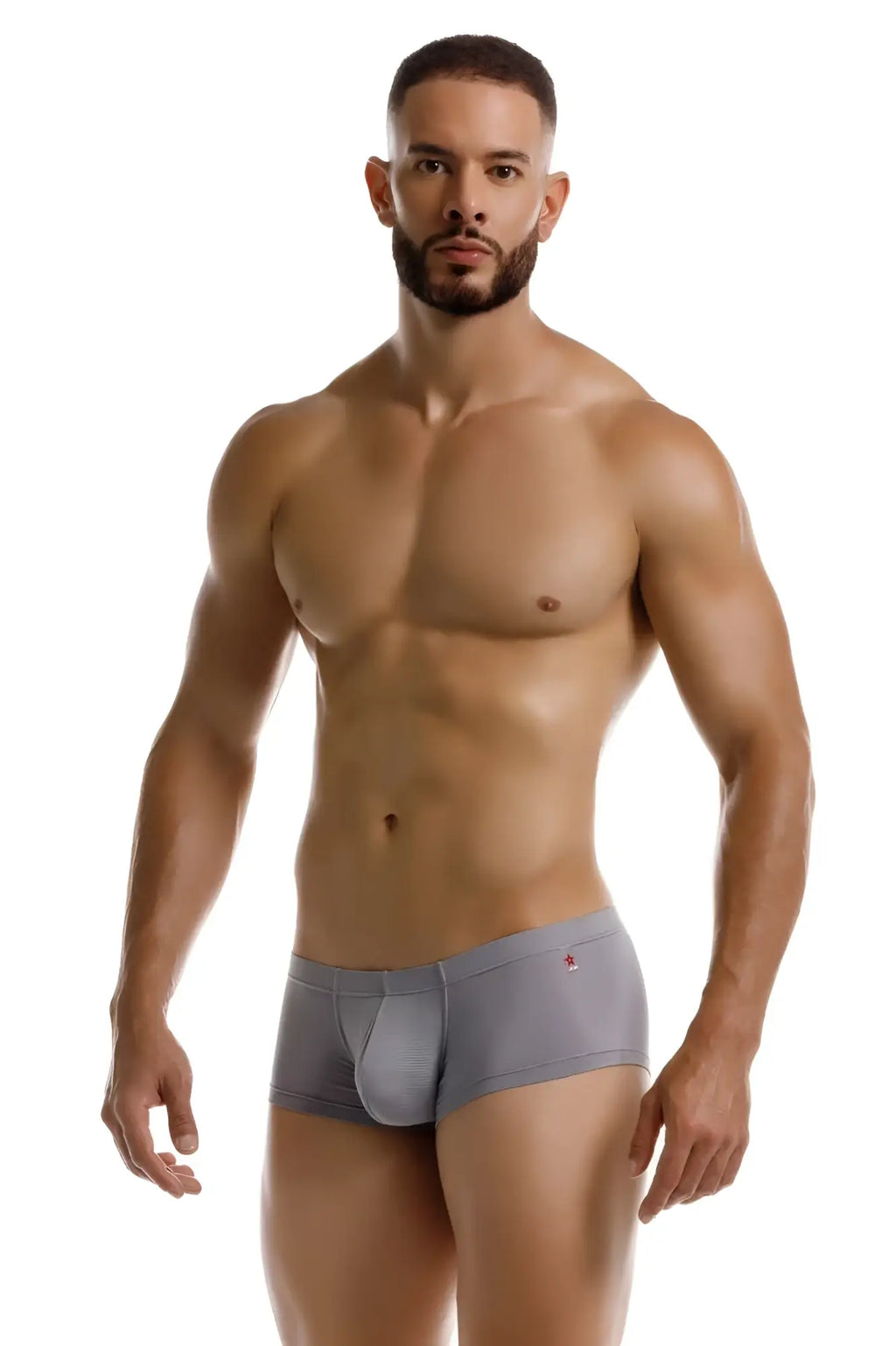 Gray jor 2246 cosmo trunks men’s briefs with subtle red logo on waistband and comfortable fabric