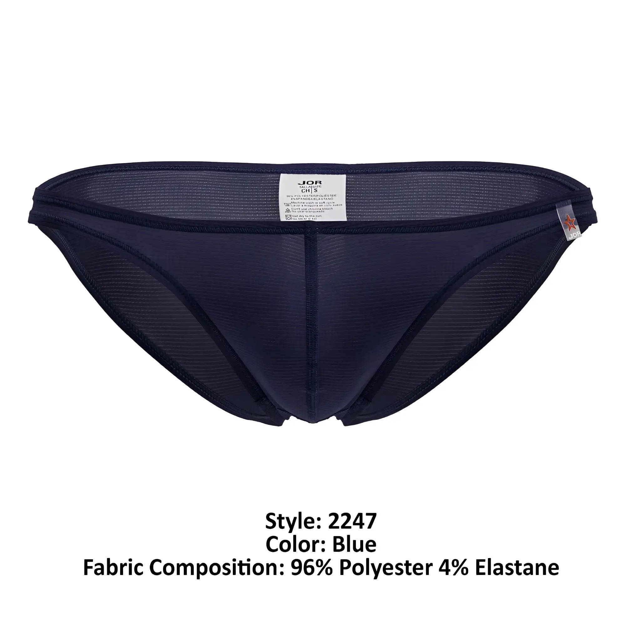 Dark blue jor cosmo bikini men’s briefs with mesh design made of 96 polyester and 4 elastane