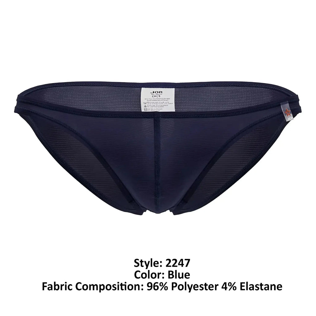 Dark blue jor cosmo bikini men’s briefs with mesh design made of 96 polyester and 4 elastane