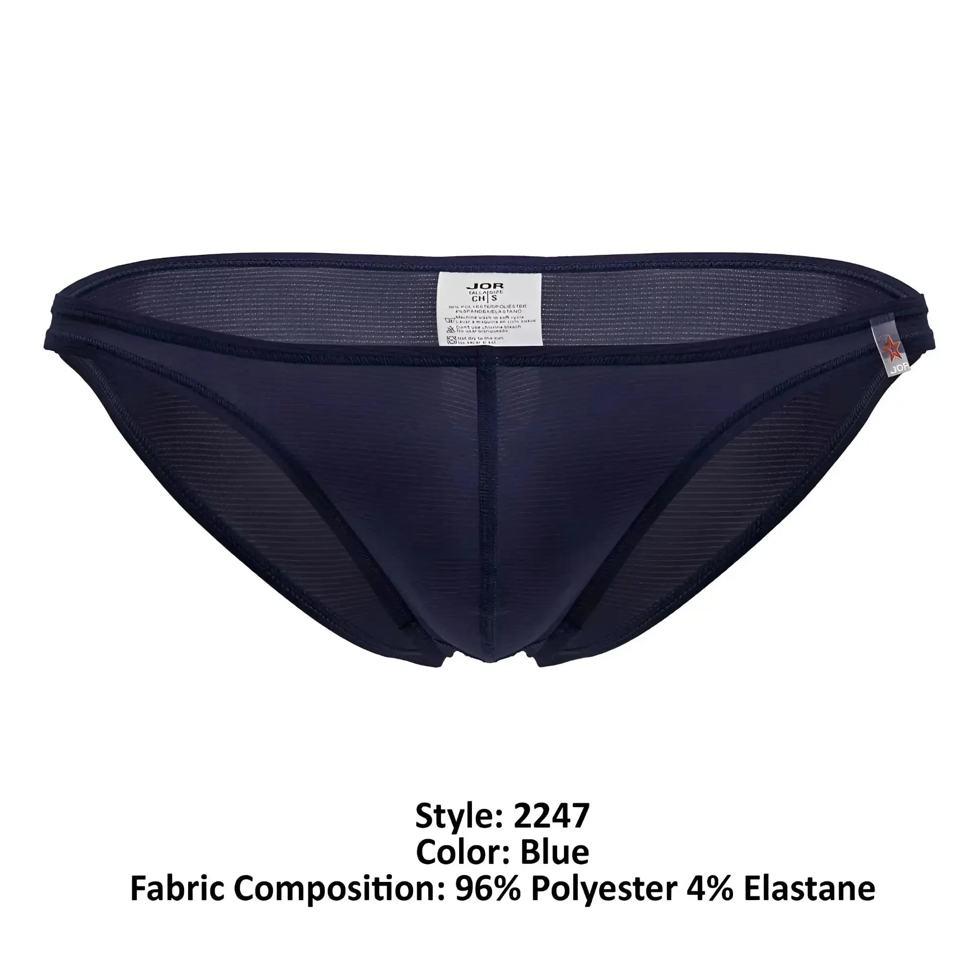 Dark blue jor cosmo bikini men’s briefs with mesh design made of 96 polyester and 4 elastane