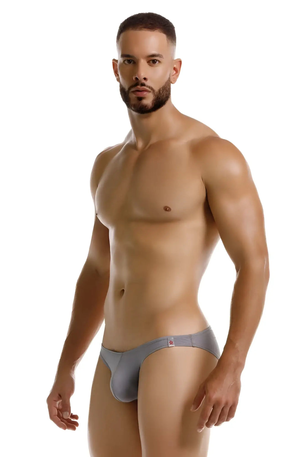 Gray jor 2247 cosmo bikini briefs with a subtle red logo on the waistband for comfortable everyday wear