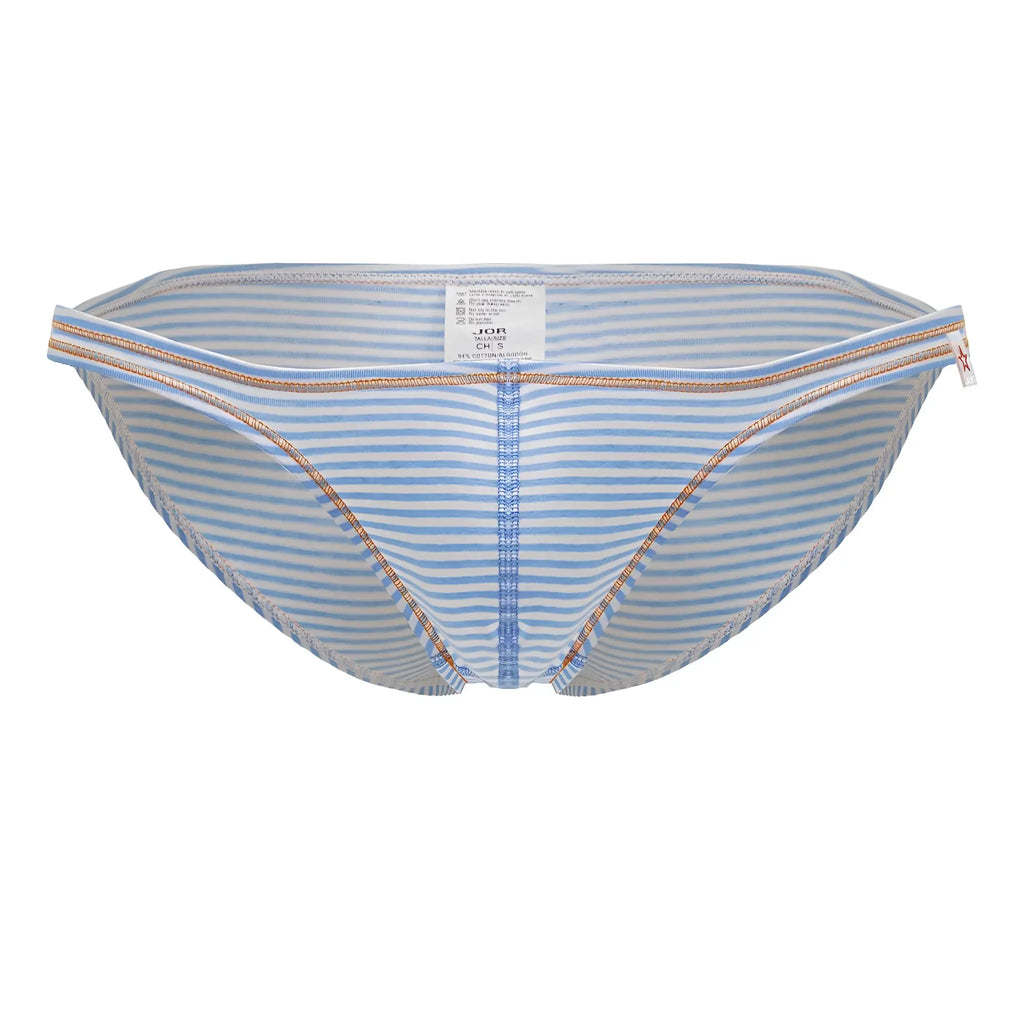 Light blue and white striped men’s briefs with gold toned trim jor 2249 sour bikini color blue design