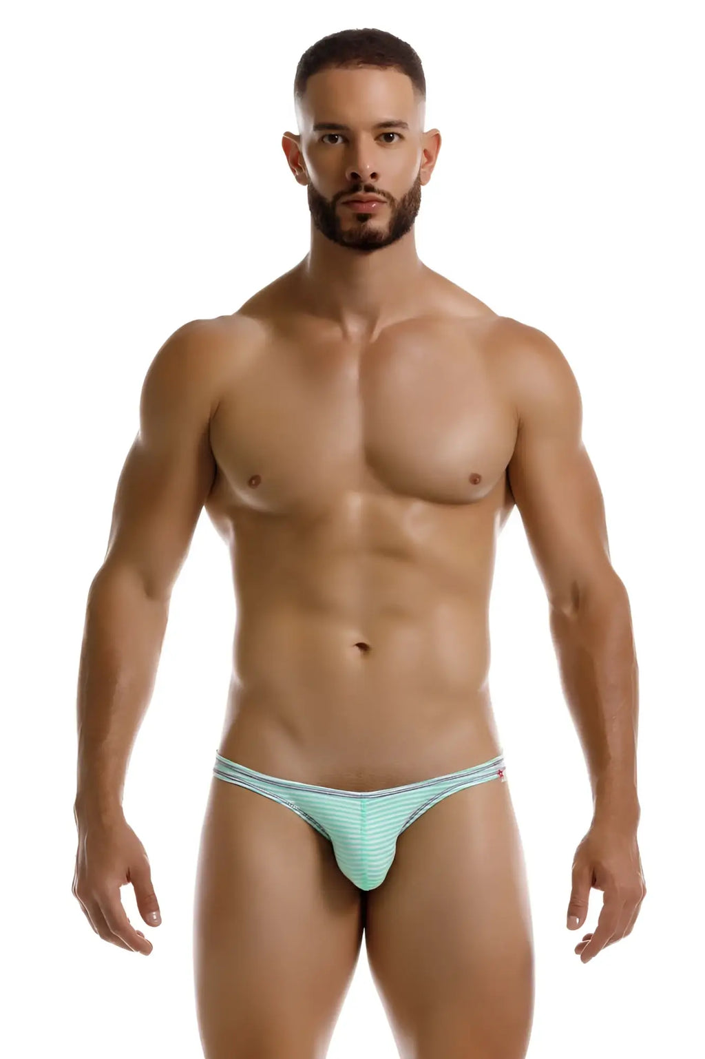 Jor 2249 sour bikini color mint light blue striped men’s briefs with snug form-fitting design for comfort