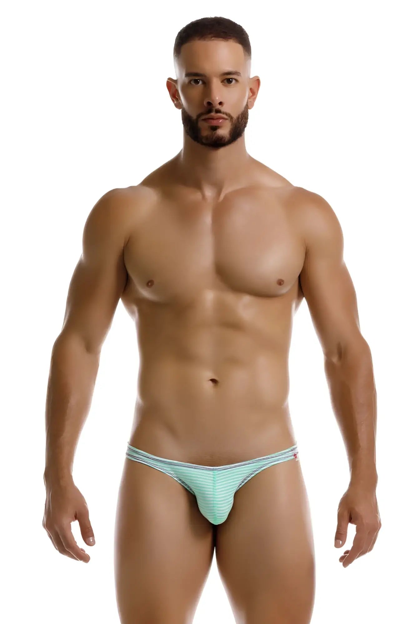 Jor 2249 sour bikini color mint light blue striped men’s briefs with snug form-fitting design for comfort