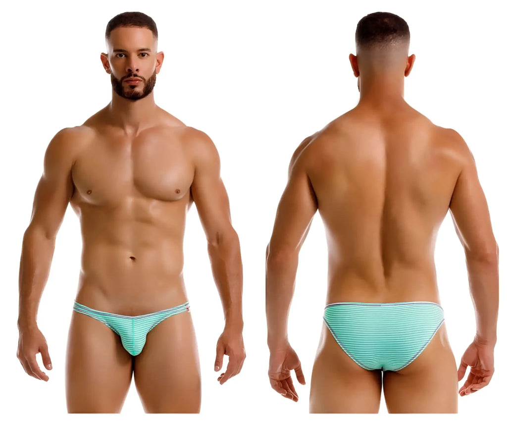 Light blue striped jor 2249 sour bikini briefs in mint color with a snug form-fitting design