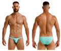 Light blue striped jor 2249 sour bikini briefs in mint color with a snug form-fitting design