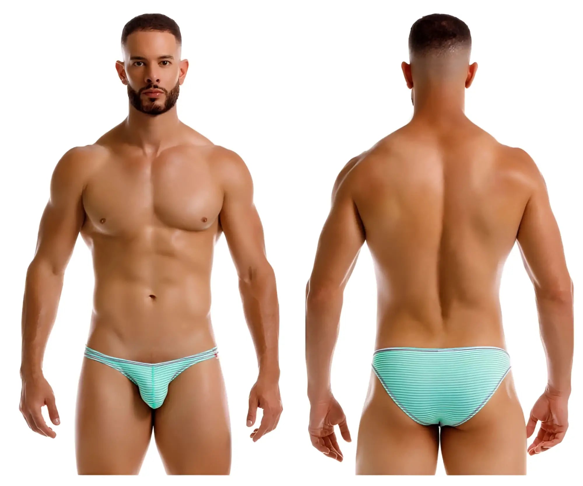 Light blue striped jor 2249 sour bikini briefs in mint color with a snug form-fitting design