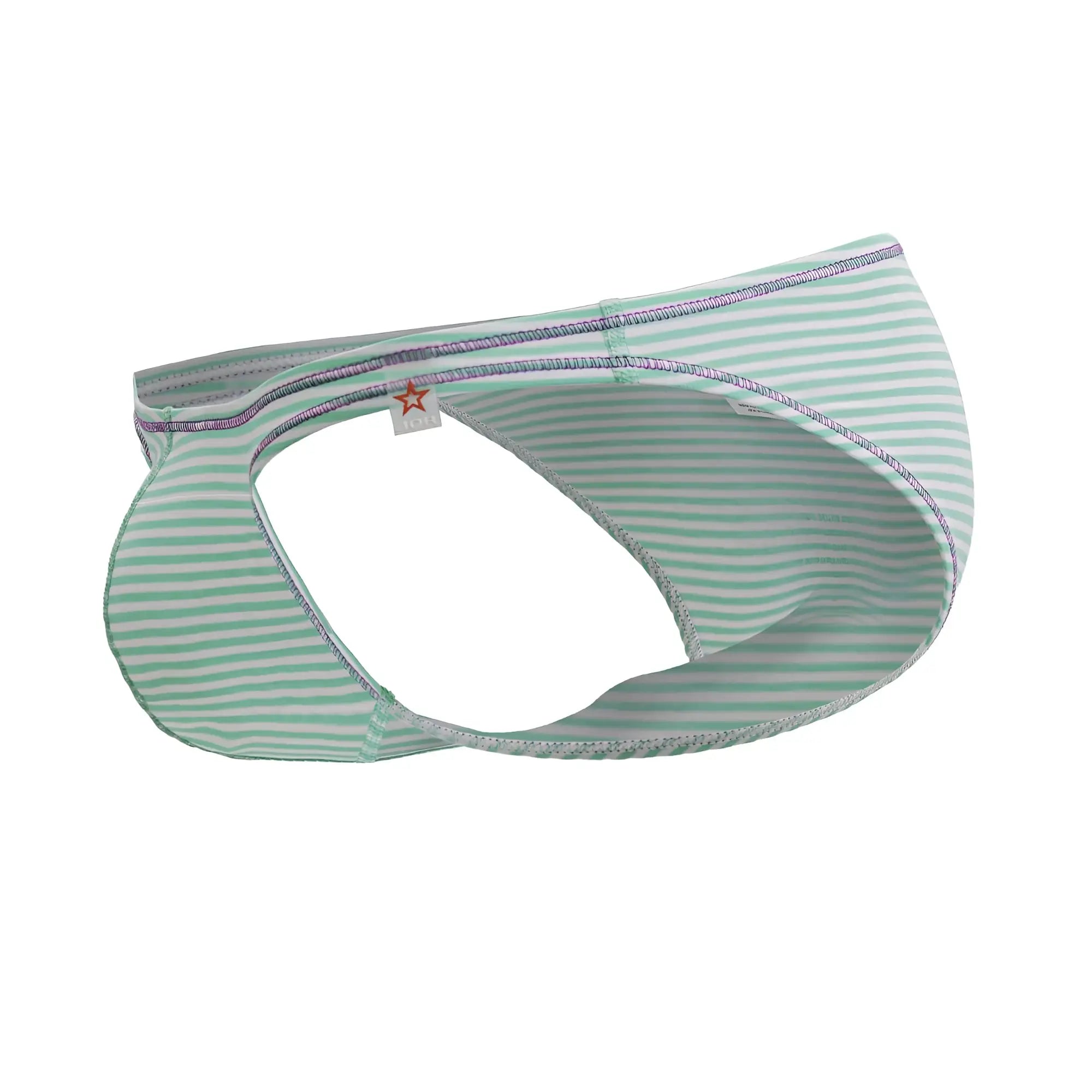 Jor 2249 sour bikini mint briefs in light green and white striped cotton with subtle gray trim