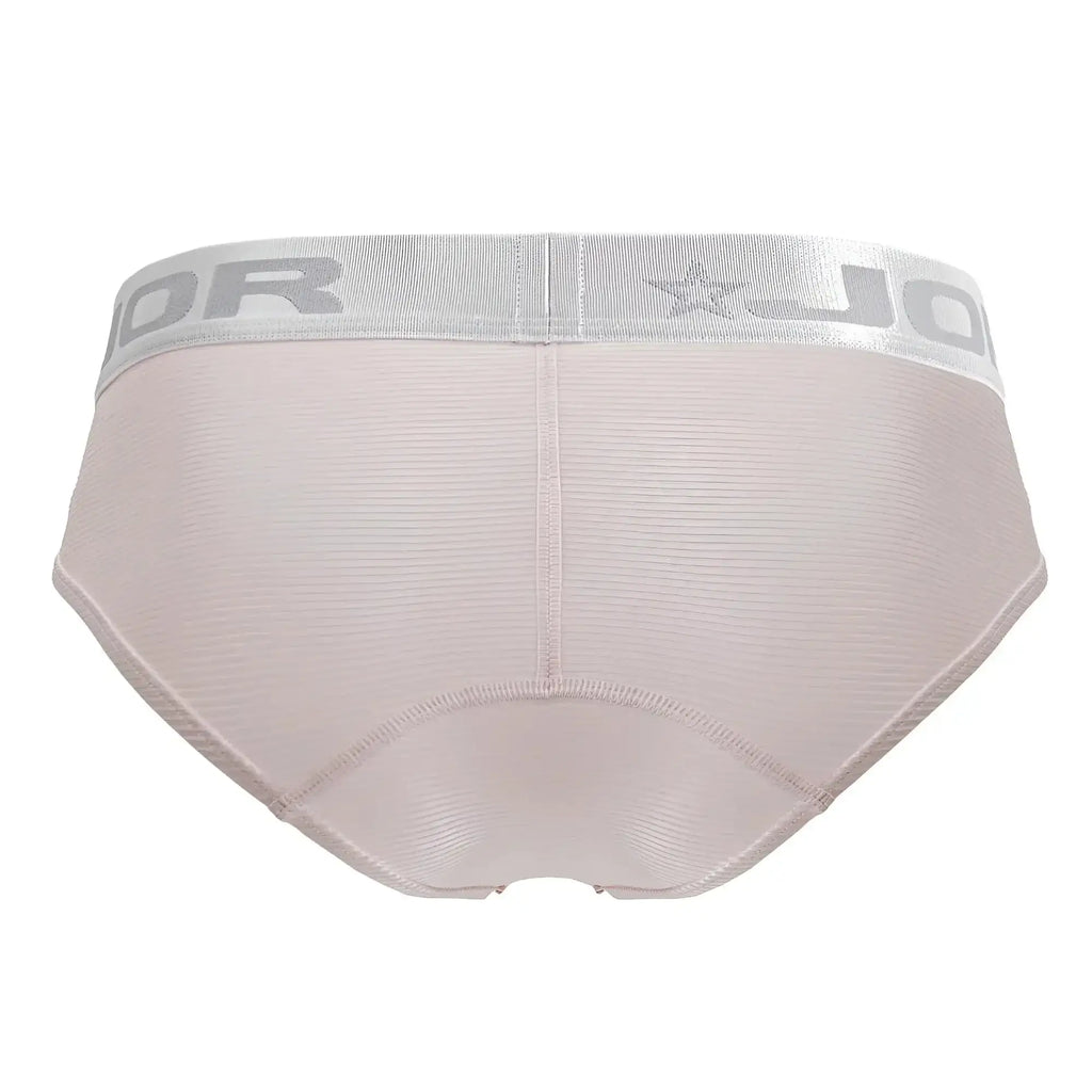 Beige textured briefs with a silver elastic waistband featuring the JOR brand name and star logo.