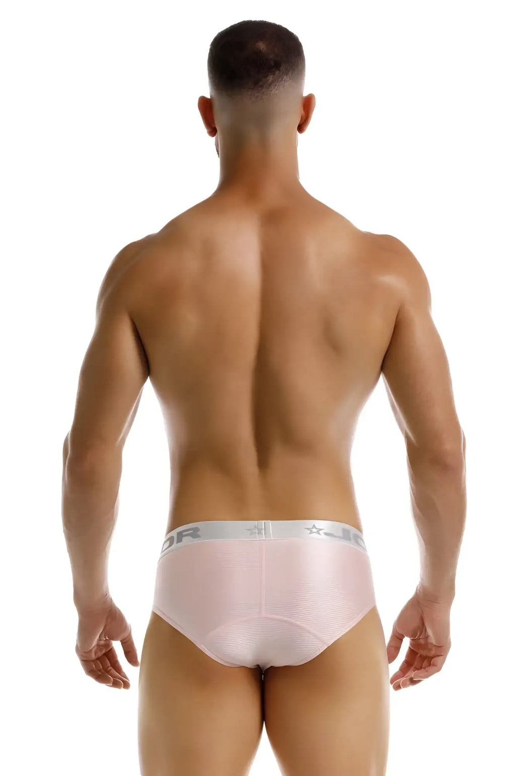 Pink textured briefs with a gray jordan waistband featuring the brand name and star logo in the JOR 2252 Bright Briefs style