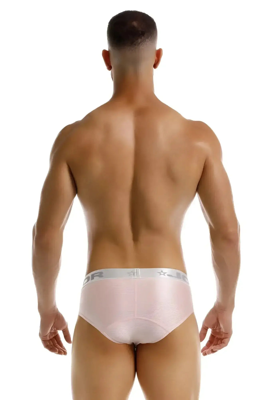 Pink textured briefs with a gray jordan waistband featuring the brand name and star logo in the JOR 2252 Bright Briefs style