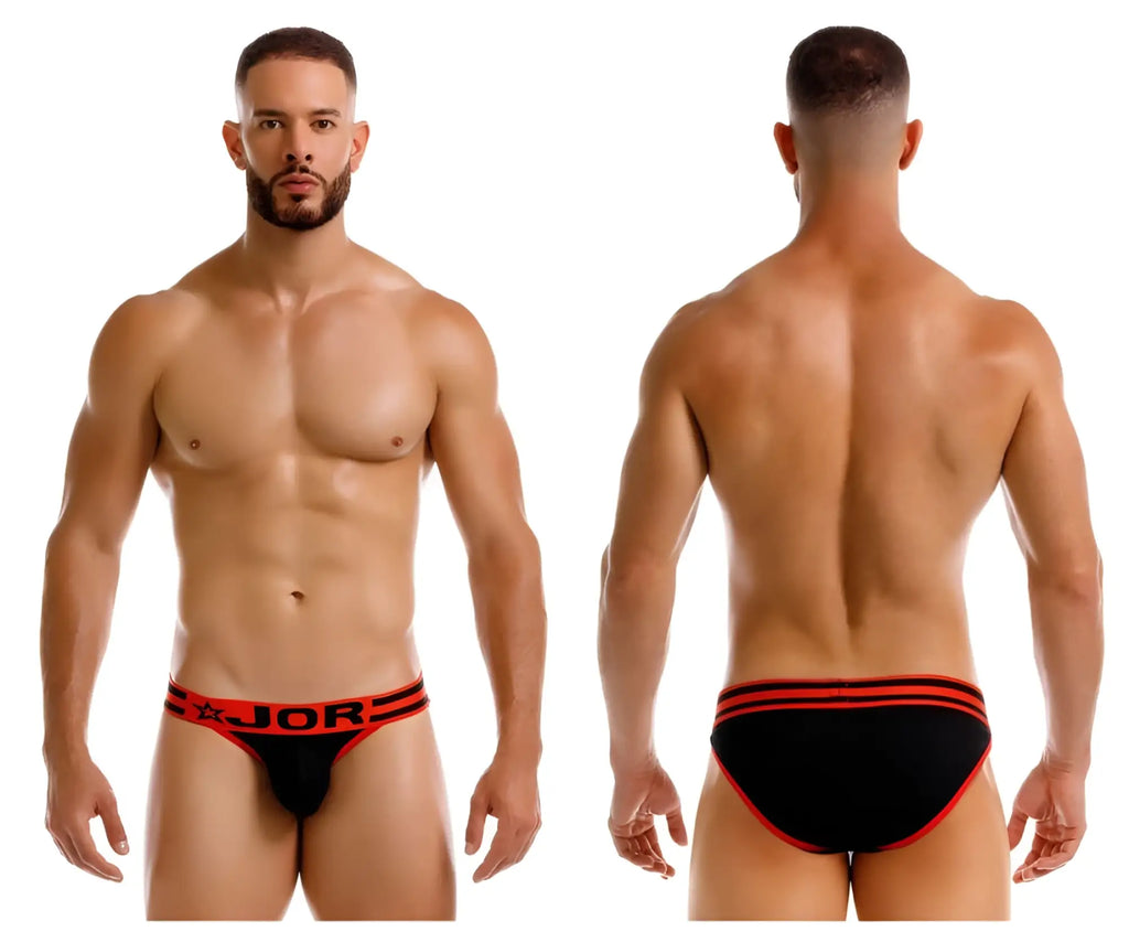 Black and red JOR 2255 Rush bikini briefs with bold stripe design ideal for comfortable everyday wear