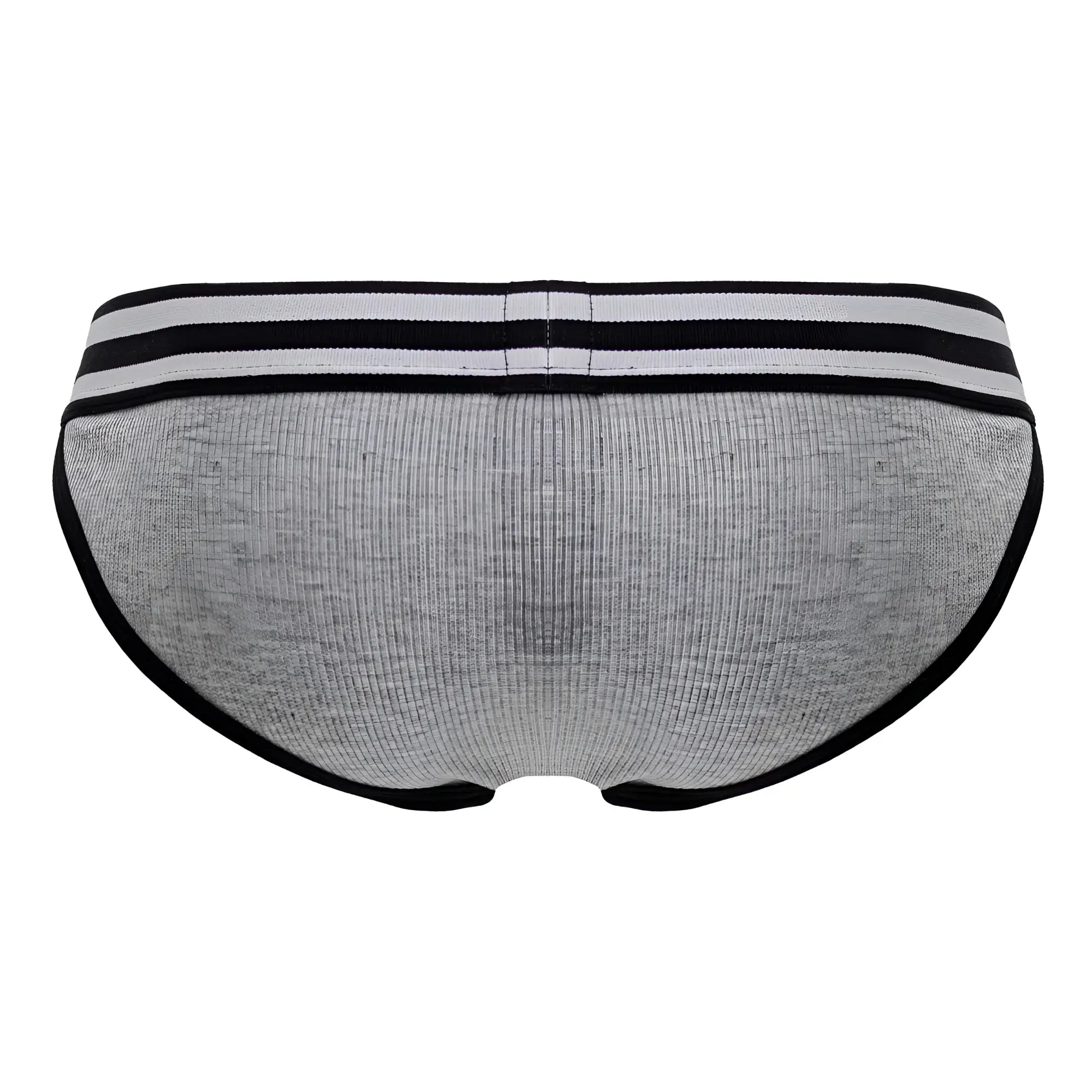 Jor 2255 rush bikini gray ribbed briefs with black trim and two horizontal stripes on the waistband