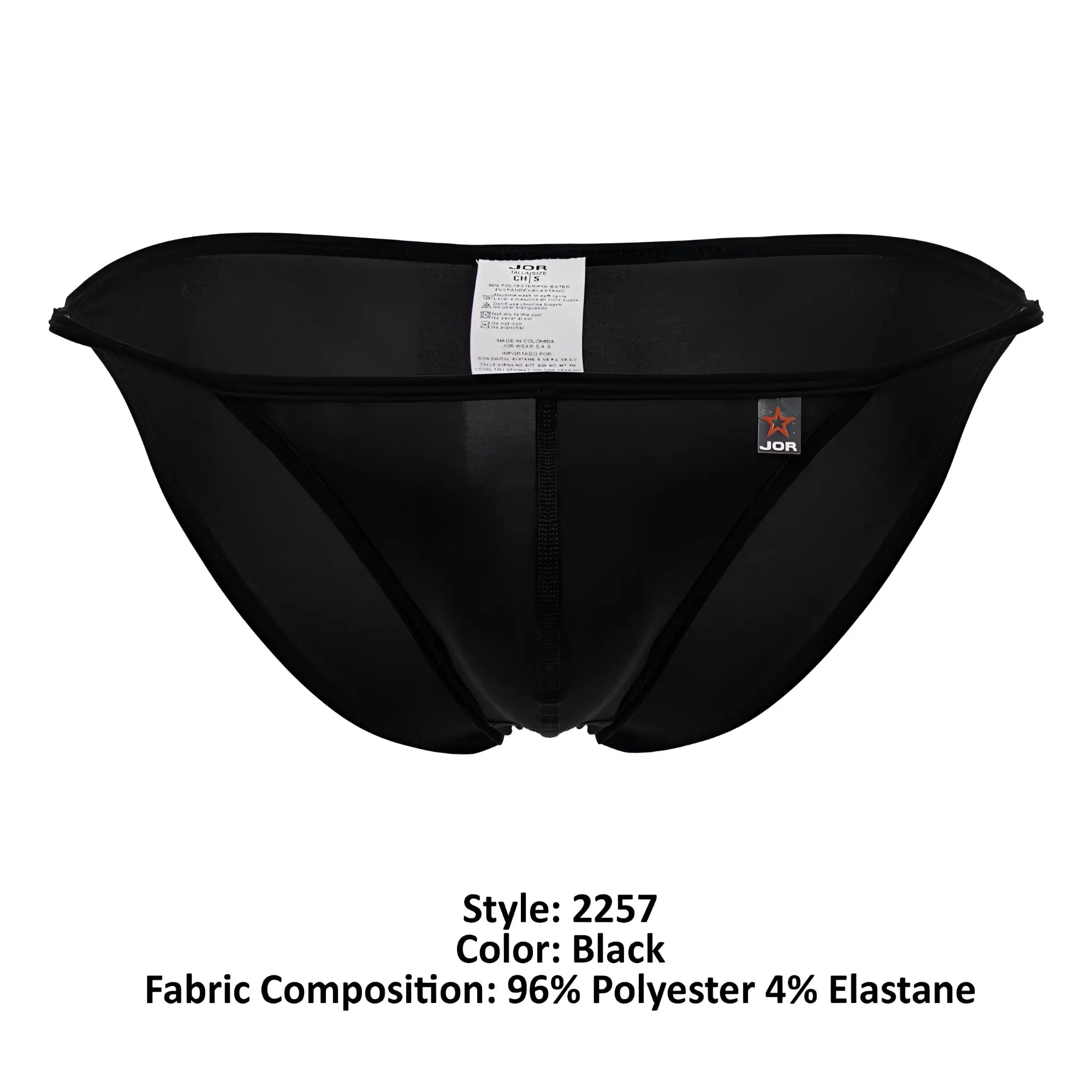 Black jor 2257 axel bikini briefs in black made from stretchy 96 percent polyester 4 percent elastane blend