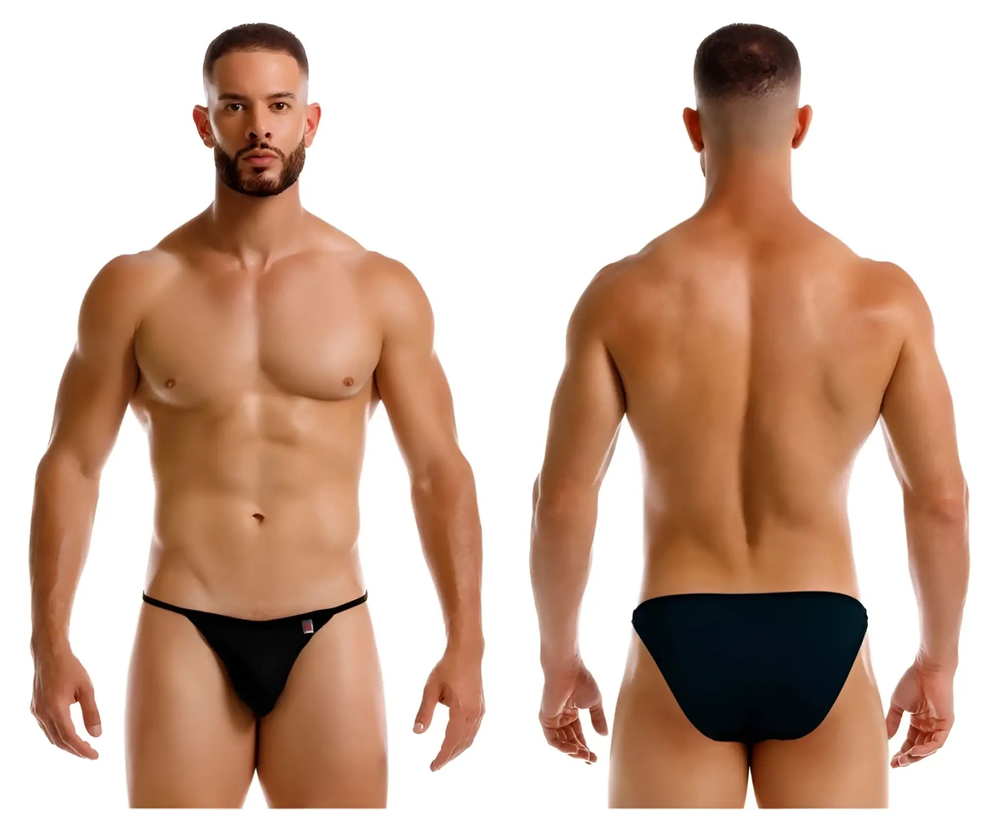 Black JOR 2257 Axel bikini briefs with a small red and white logo on the left hipband for everyday wear
