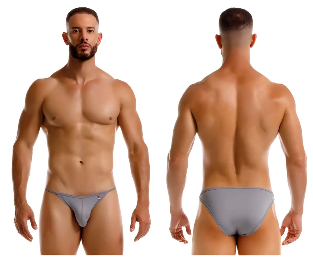 Gray jor 2257 axel bikini briefs with a subtle logo on the left hipband designed for athletic wear