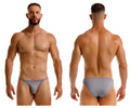 Gray jor 2257 axel bikini briefs with a subtle logo on the left hipband designed for athletic wear
