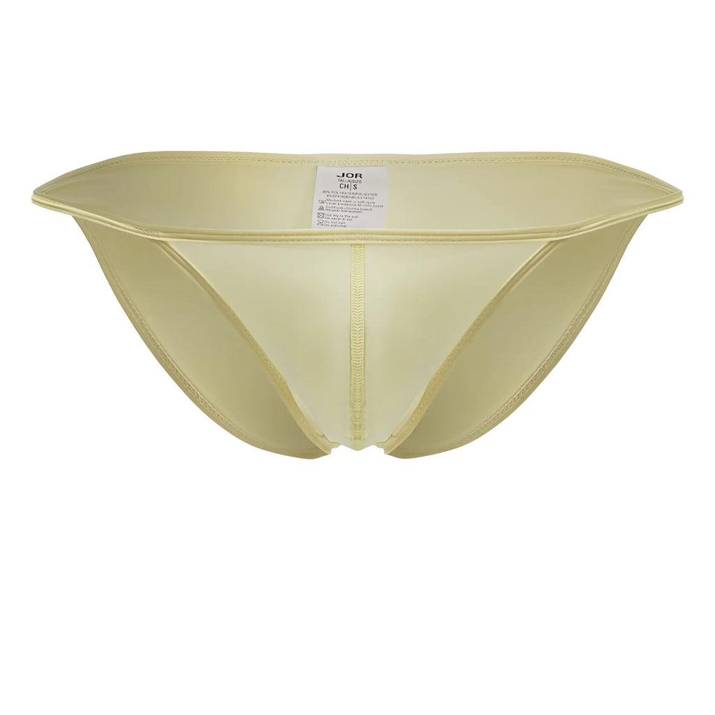 Jor 2257 axel bikini yellow sheer mesh brief with central zipper and reinforced seams