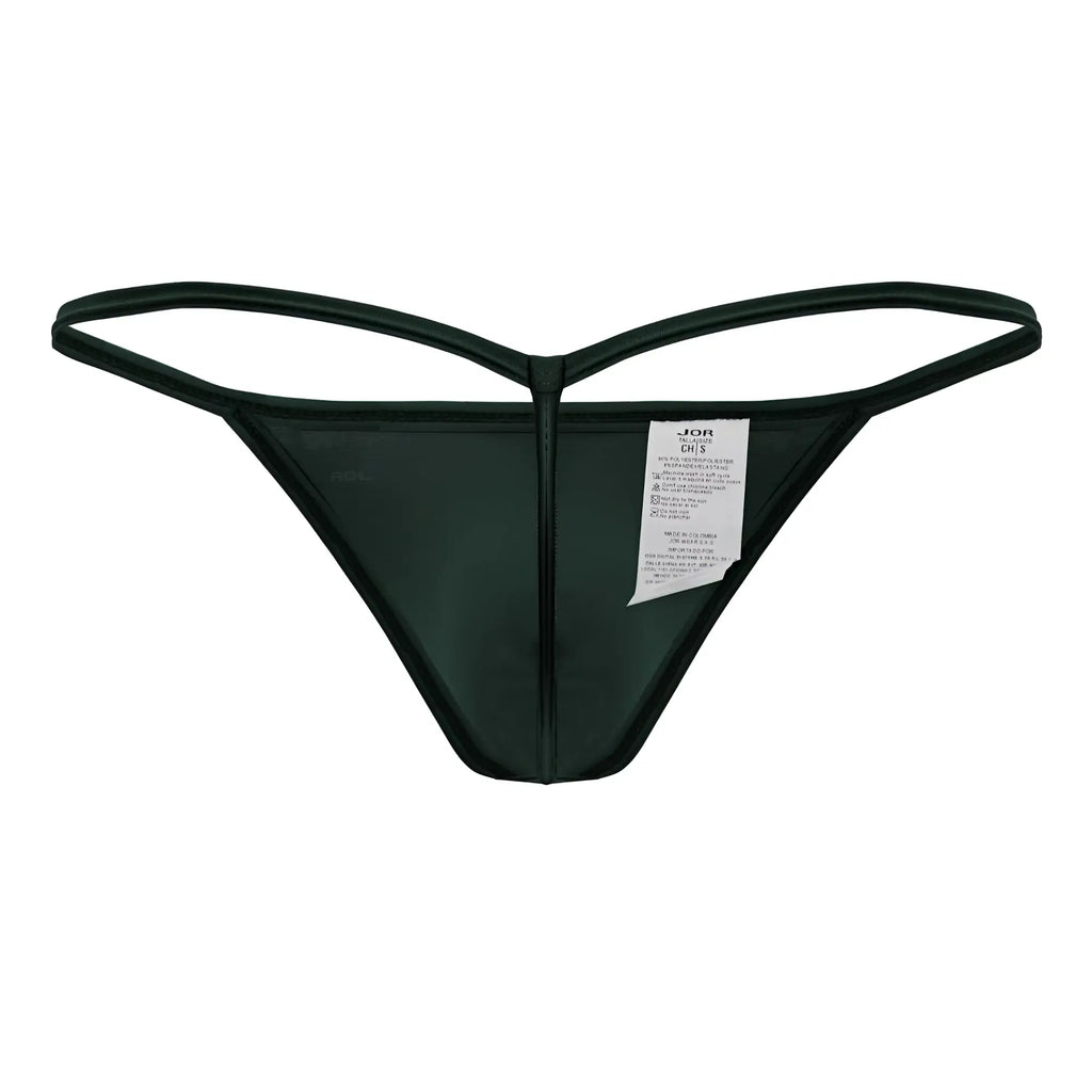Black jor thong with sleek minimalist design and smooth fabric shown from the back in green color model 2258 axel