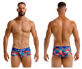 Jor 2269 south trunks men’s briefs in blue and red tropical print with star logo on waistband