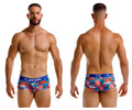 Jor 2269 south trunks men’s briefs in blue and red tropical print with star logo on waistband