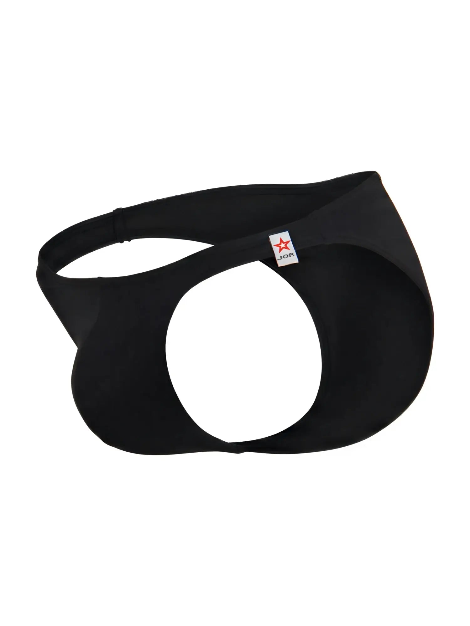 JOR 2273 Travel Swim Bikini in black, angled product view showing the circular cutout detail.