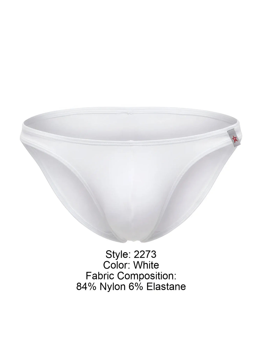 JOR 2273 Travel Swim Bikini in white, front view showing swimwear brief.