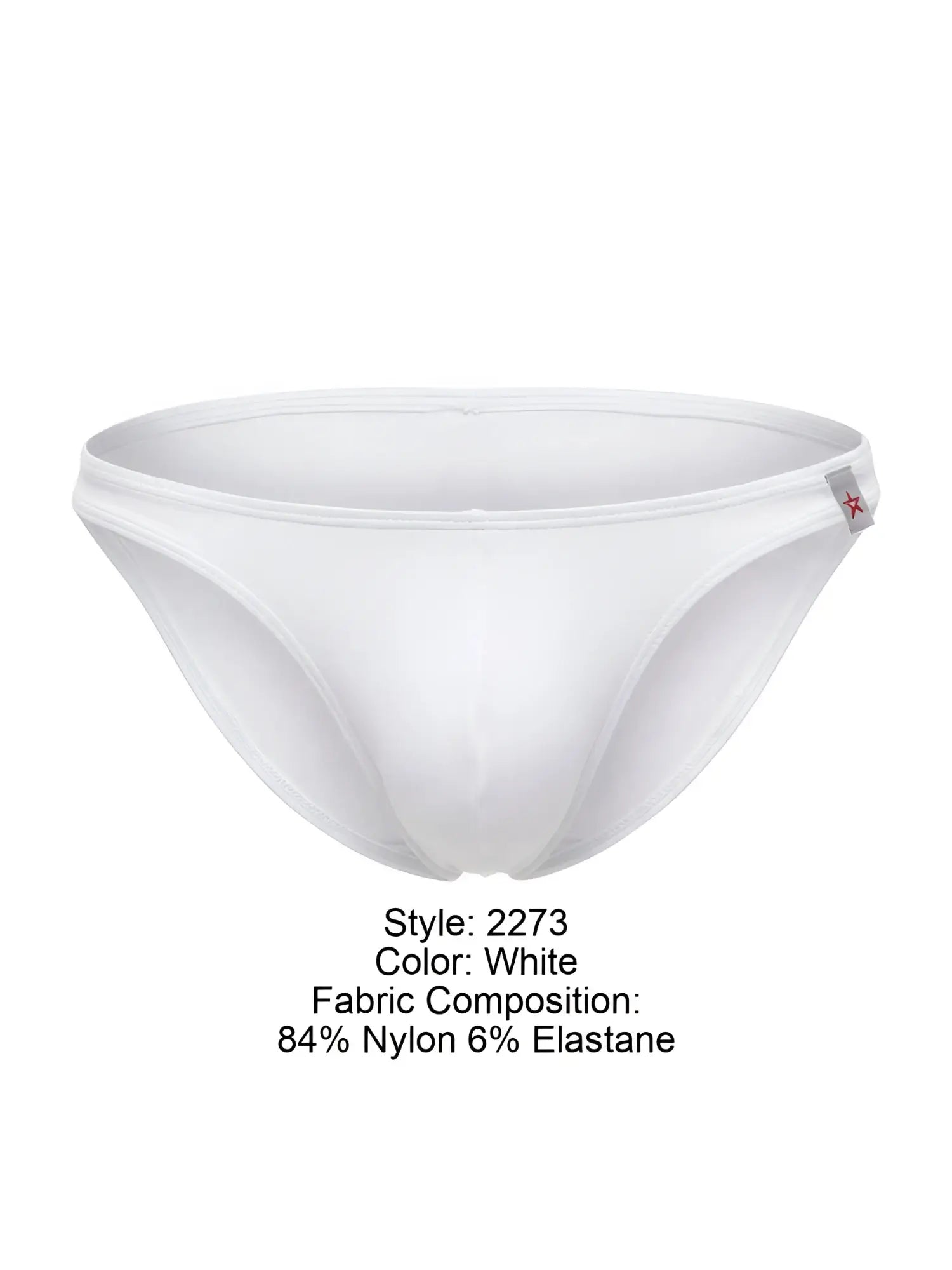 JOR 2273 Travel Swim Bikini in white, front view showing swimwear brief.