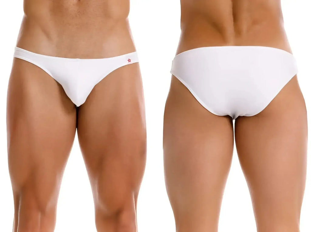 JOR 2273 Travel Swim Bikini in white, showing front and back views on a model.