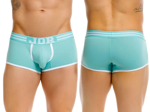 Front and back view of JOR 2320 College trunks in mint.