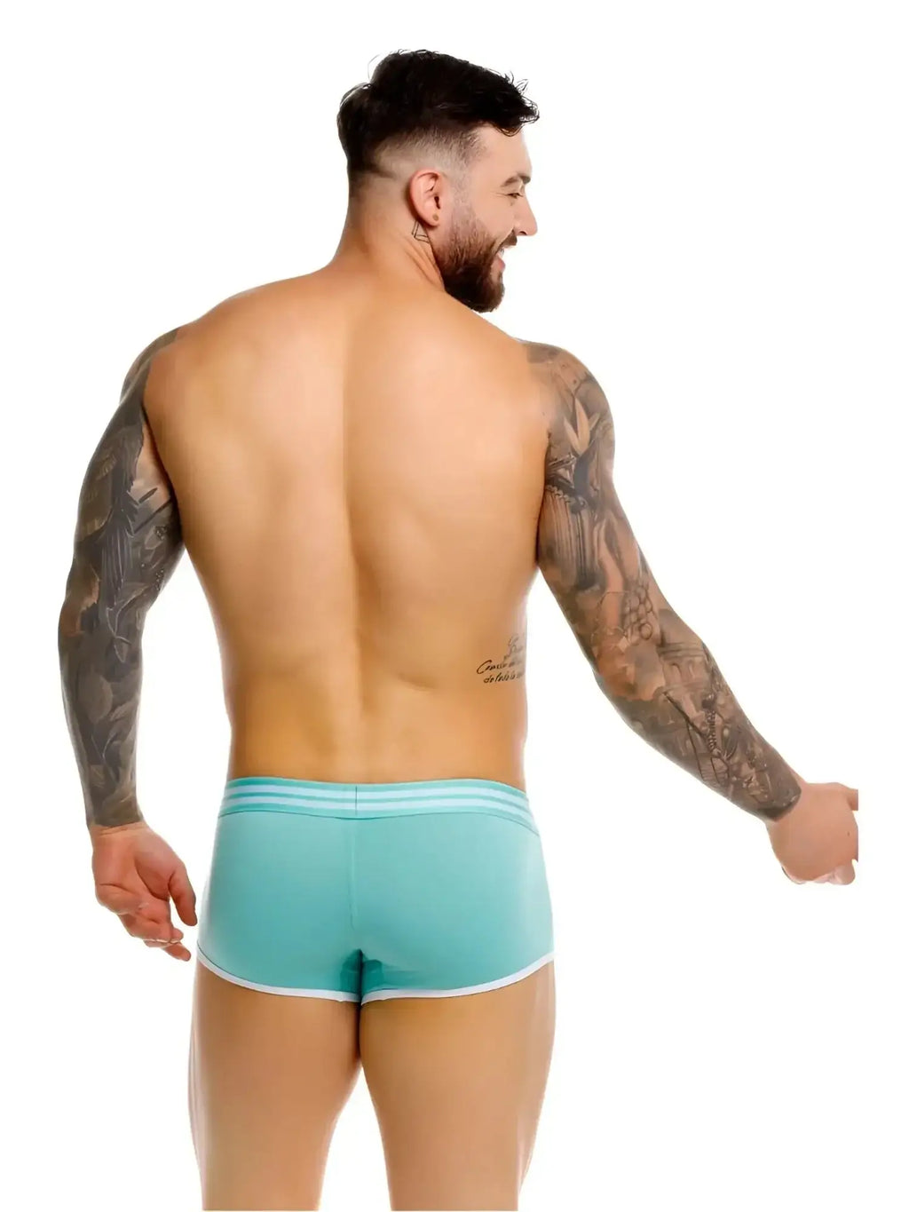 JOR 2320 College Trunks in mint, back view on a tattooed model.