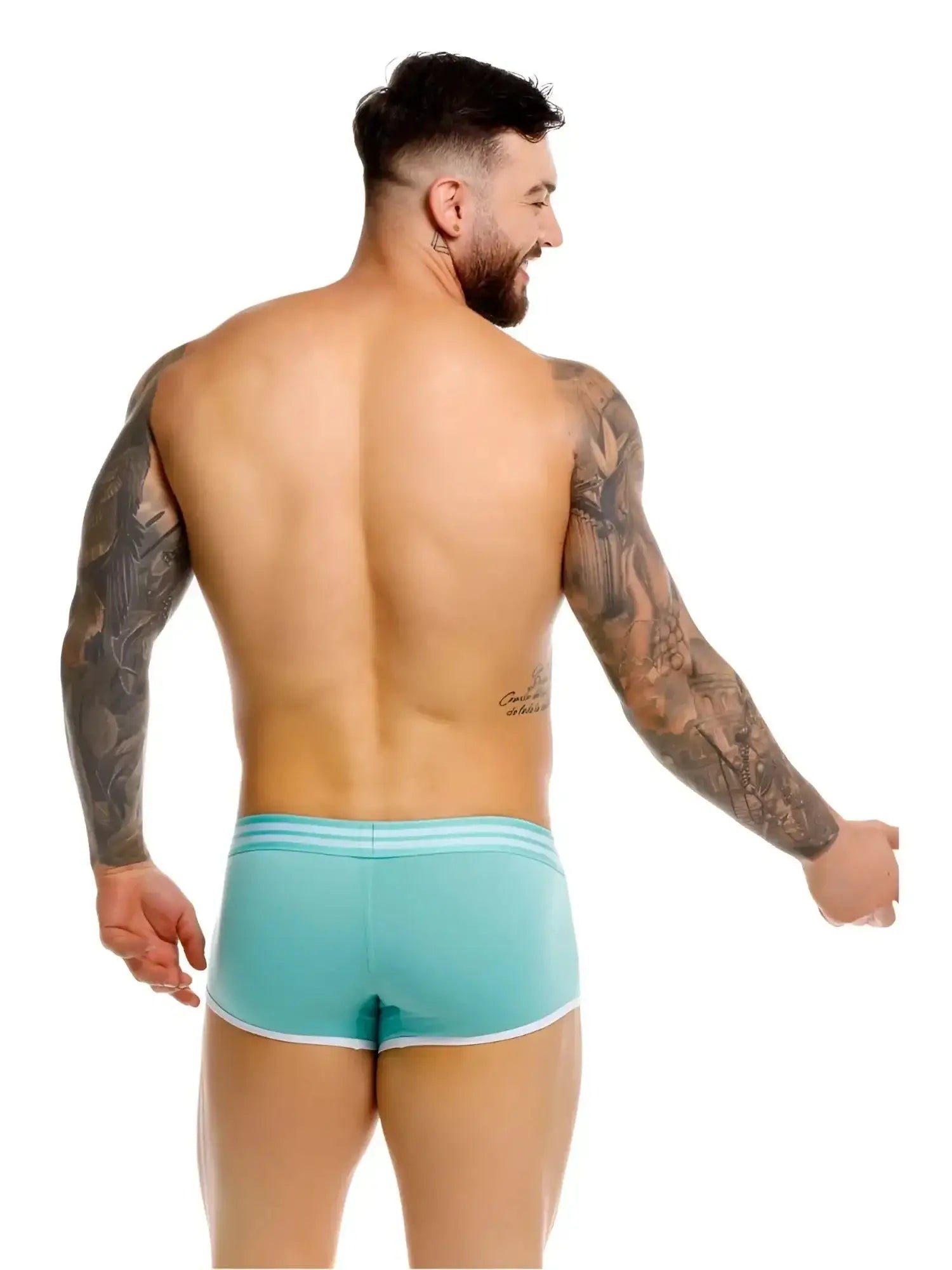JOR 2320 College Trunks in mint, back view on a tattooed model.