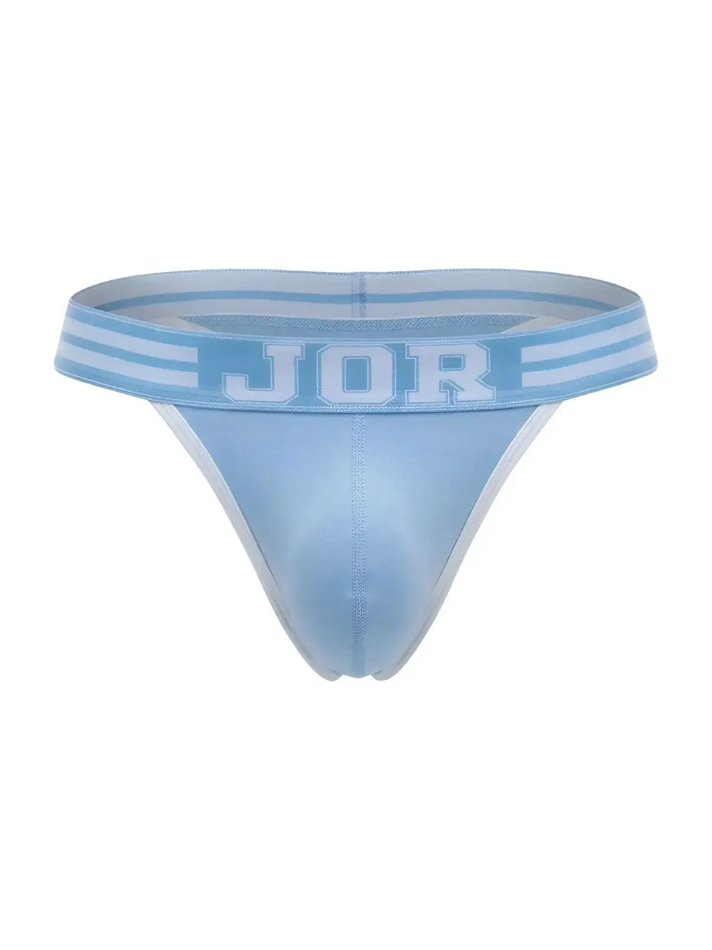 Front view of the blue JOR 2323 College thong, featuring a branded elastic waistband on a white background.