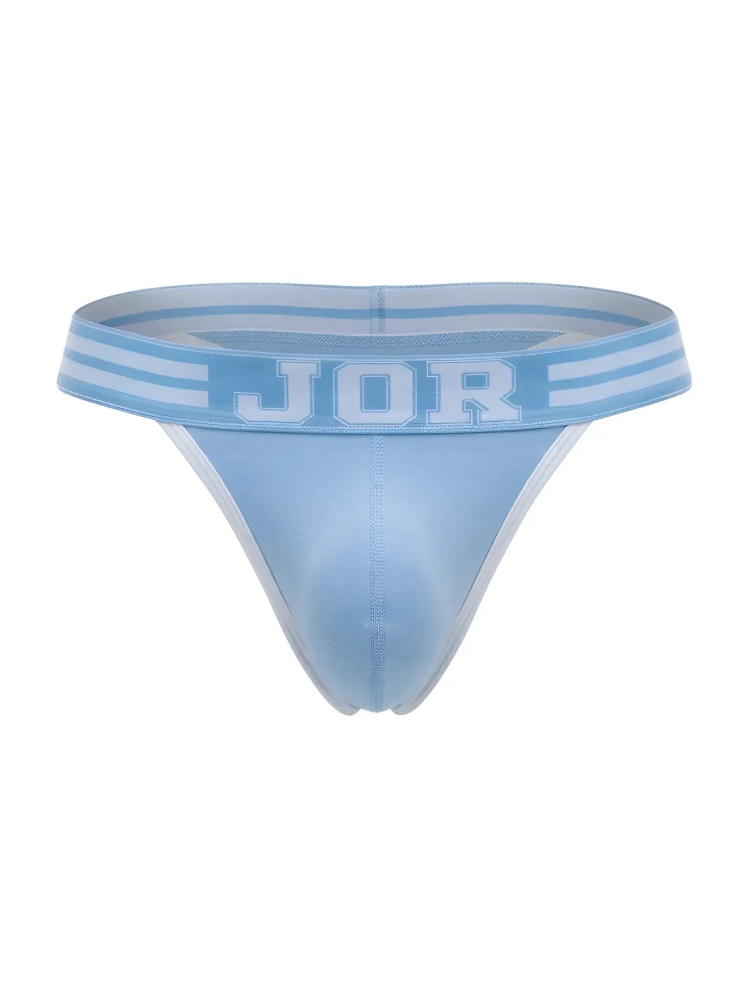 Front view of the blue JOR 2323 College thong, featuring a branded elastic waistband on a white background.