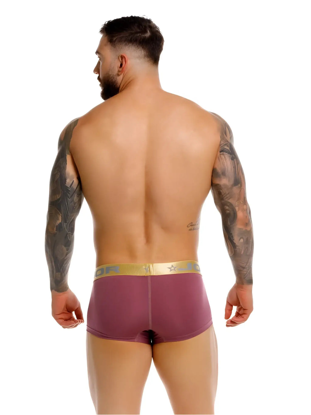 JOR 2326 Soho trunks in wine, back view of male model wearing the underwear.