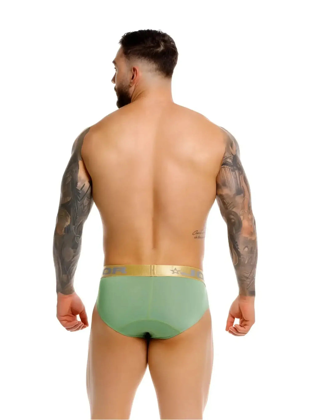JOR 2327 Soho briefs in green, back view on a model.
