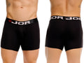 Front and back view of JOR 2329 Cronos boxer briefs in black.