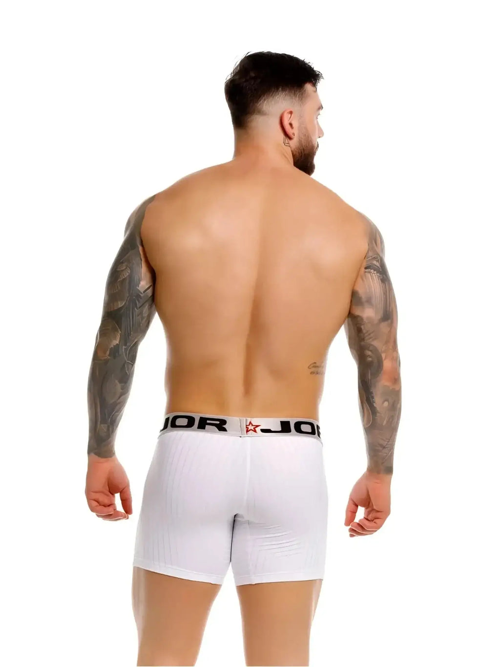 Back view of JOR 2329 Cronos white boxer briefs on a model.