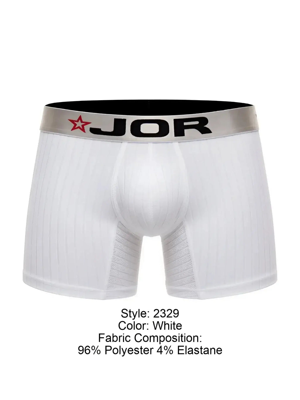 Front view of JOR 2329 Cronos white boxer briefs with logo waistband.
